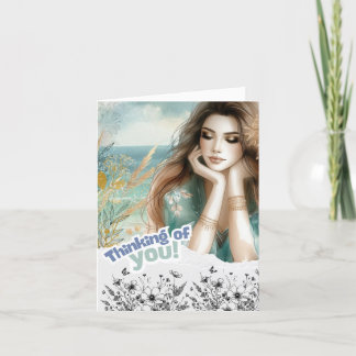 Coastal Beach Themed Thinking Of You Note Card