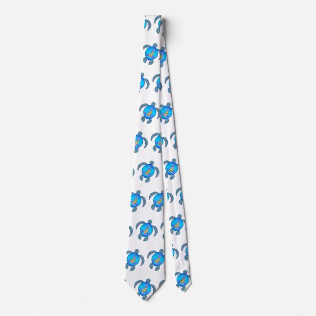 Coastal Beach Turtle Anchor Tie (Front)
