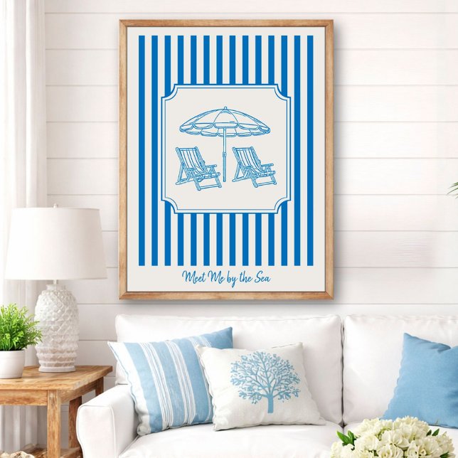 Coastal Beach Vibes Blue Stripes Poster (Creator Uploaded)