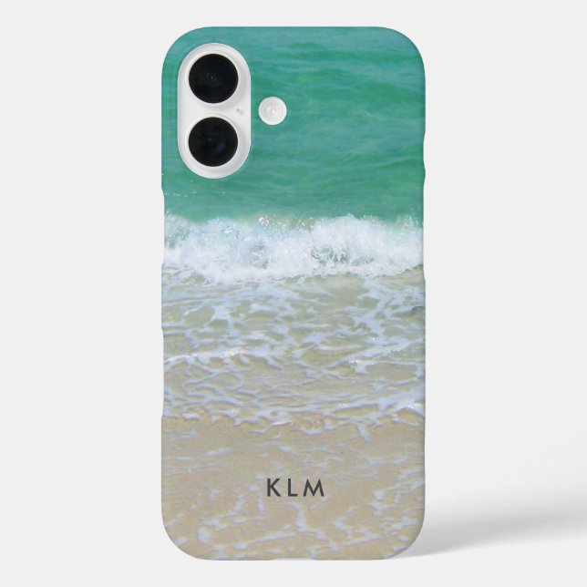 Coastal Beach Waves on Sand Monogram Case-Mate iPhone Case (Back)