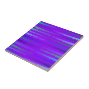 Coastal Beach Waves Salty Watercolor On Purple  Tile