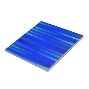 Coastal Beach Waves Salty Watercolor On True Blue Tile