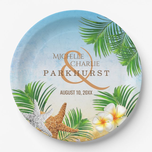 Coastal Beach Wedding Paper Plate (Front)
