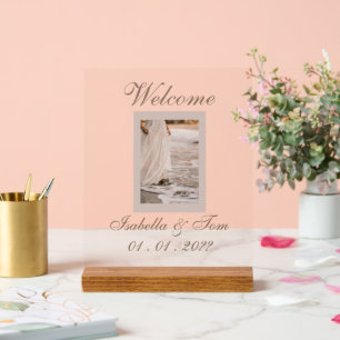 Coastal Beach Wedding Reception Welcome Acrylic Sign