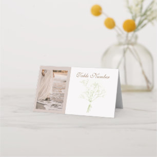 Coastal Beach Wedding Soft Neutral Boho Table Place Card
