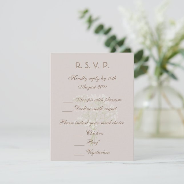Coastal Beach Wedding | Soft Neutral  RSVP Card (Standing Front)