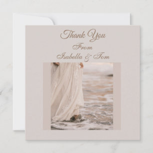 Coastal Beach Wedding, Soft Neutral Thank You Card