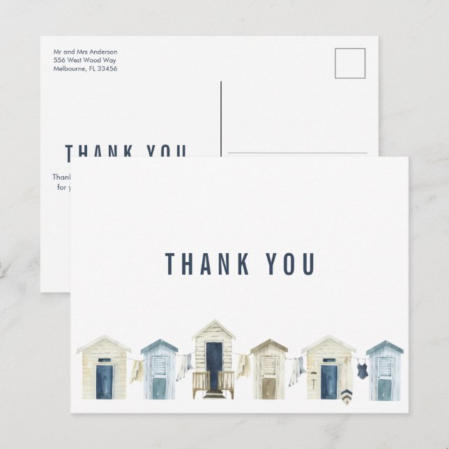 Coastal Beach Wedding Thank You  Postcard (Front/Back)