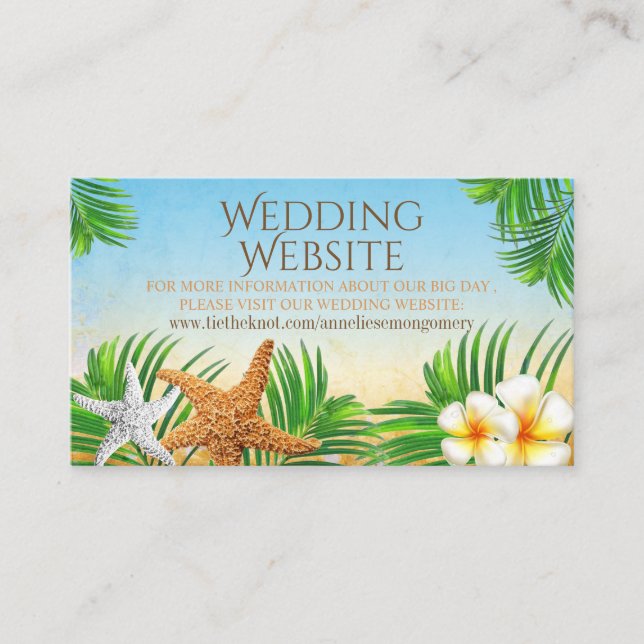 Coastal Beach -  Wedding Website Enclosure Card (Front)