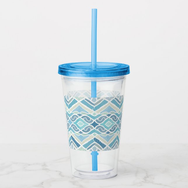 Coastal/beachy/nautical blue acrylic tumbler (Front)
