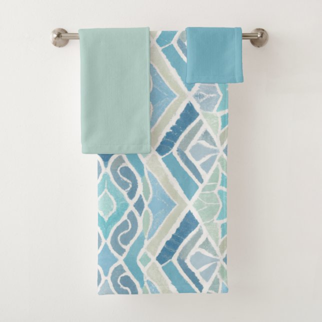 Coastal/beachy/nautical blue bath towel set (Insitu)