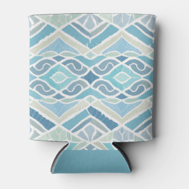 Coastal/beachy/nautical blue can cooler (Front)