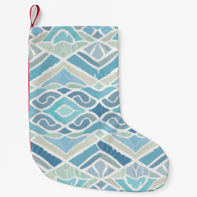 Coastal/beachy/nautical blue small christmas stocking (Front)