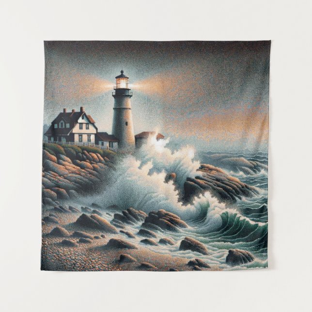 Coastal Beacon at Twilight Tapestry (Front)