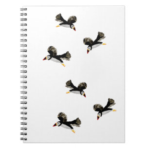 Coastal Birds Flying Puffins Notebook