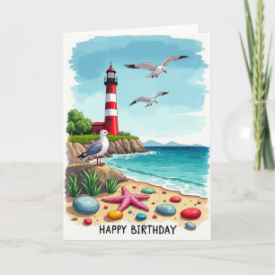 Coastal Birthday Lighthouse Card