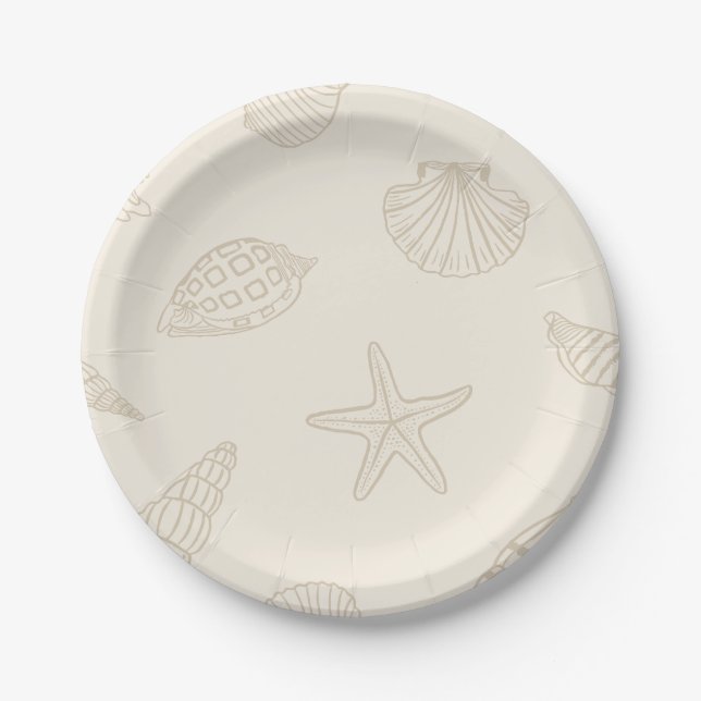 Coastal Bites Sandy Taupe Paper Plate (Front)