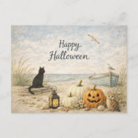Coastal Black Cat Rowboat Halloween