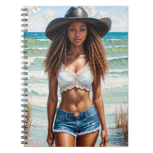 Coastal Black Girl Portrait Art Notebook