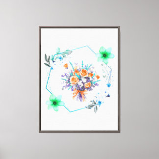 "Coastal Bloom – Floral Bouquet Geometric Wall Art