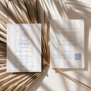 Coastal Blue And White Bridal Shower Invitation
