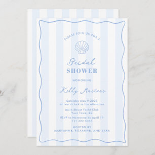 Coastal Blue And White Bridal Shower Invitation