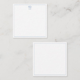 Coastal Blue and White Crab Monogram Enclosure Card