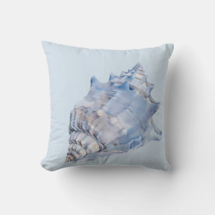 Coastal Blue and White Seashells Cushion