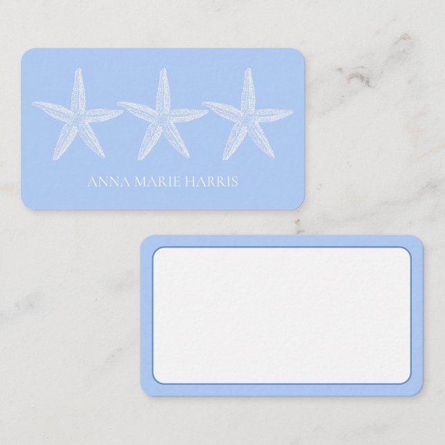 Coastal Blue and White Starfish Personalised Card (Front/Back)
