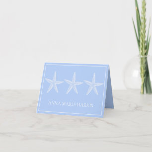 Coastal Blue and White Starfish Personalised Note Card