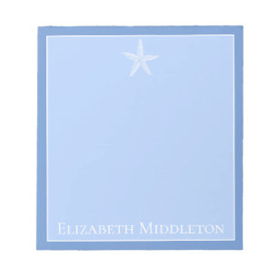 Coastal Blue and White Starfish Personalised Notepad
