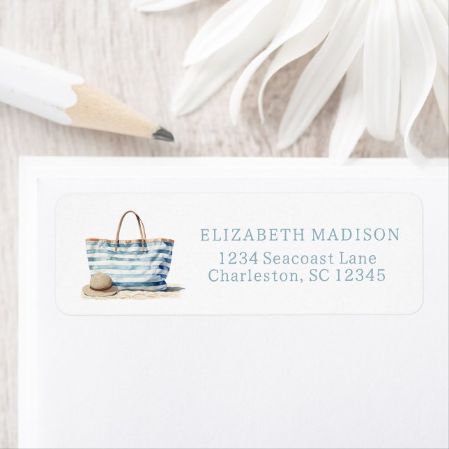 Coastal Blue and White Stripe Beach Tote (Insitu)