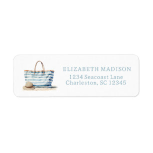 Coastal Blue and White Stripe Beach Tote
