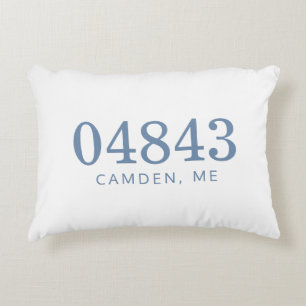 Coastal Blue and White The Location Zip Code Decorative Cushion
