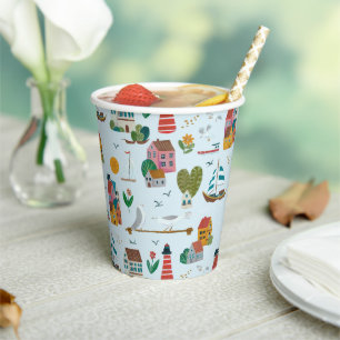 Coastal Blue Baby Shower Party Paper Cups