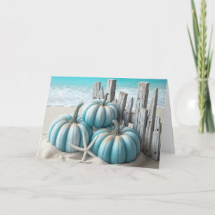 Coastal Blue Beach Birthday Pumpkins  Card