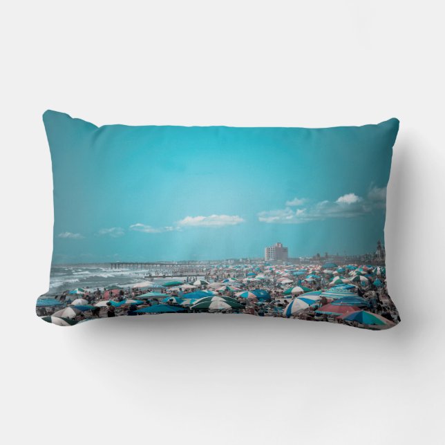 Coastal Blue Beach  Lumbar Cushion (Front)