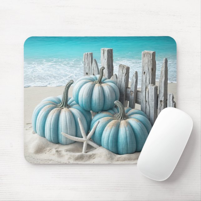 Coastal Blue Beach Pumpkins  Mouse Mat (With Mouse)