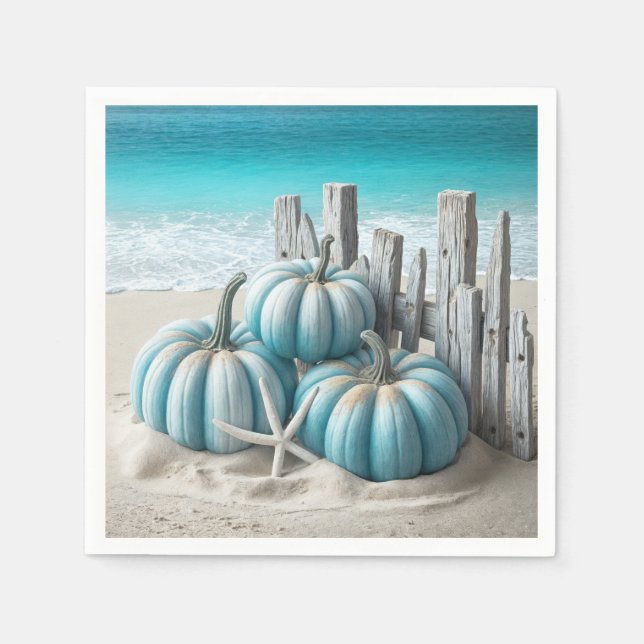 Coastal Blue Beach Pumpkins  Napkin (Front)