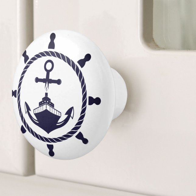 Coastal Blue Beach Yacht Boat Ship Helm Nautical  Ceramic Knob (Coastal Blue Beach Yacht Boat Ship Helm Nautical Ceramic Knob)