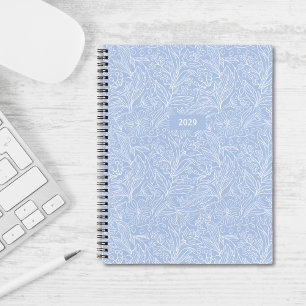 Coastal Blue Christmas Floral Personalised Notebook