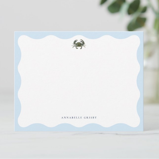 Coastal Blue Crab Personalised Stationery Card (Creator Uploaded)