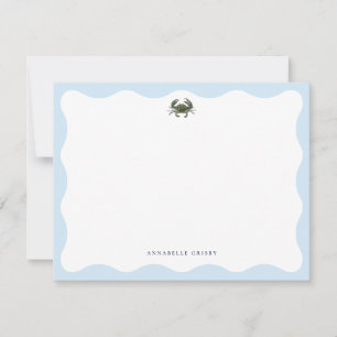 Coastal Blue Crab Personalized Stationery Card
