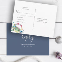 Coastal Blue Crab Watercolor RSVP Postcard
