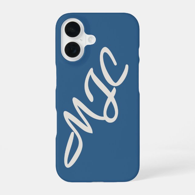 Coastal Blue Custom Monogram iPhone 16 Case (Back)