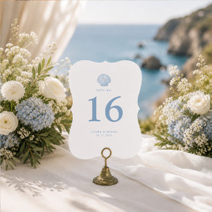 Coastal Blue Die-Cut Wedding Table Number