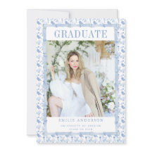 Coastal Blue Graduation Announcement Card Photo