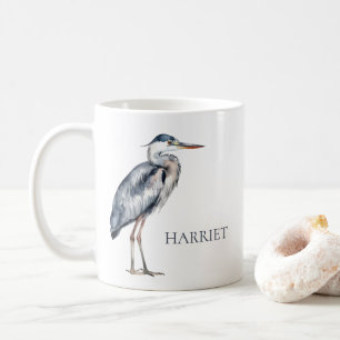 Coastal Blue Heron Bird Personalised Coffee Mug