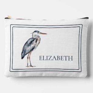 Coastal Blue Heron Bird Personalized Accessory Pouch