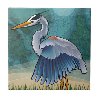 Coastal Blue Heron Tile